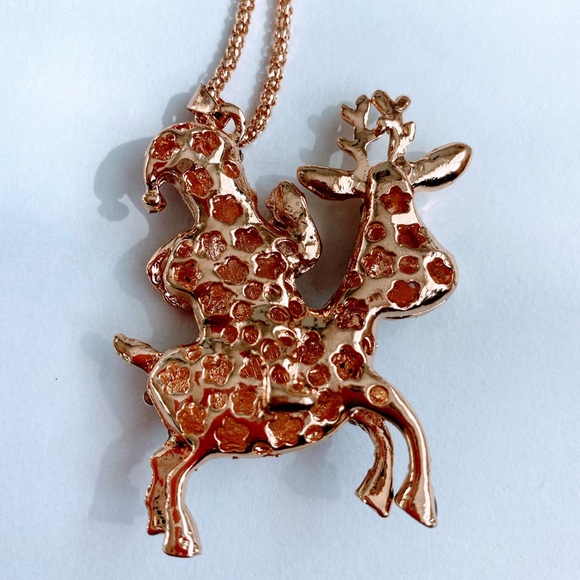 Santa Clause on Reindeer Pendant Necklace - Picture 3 of 4